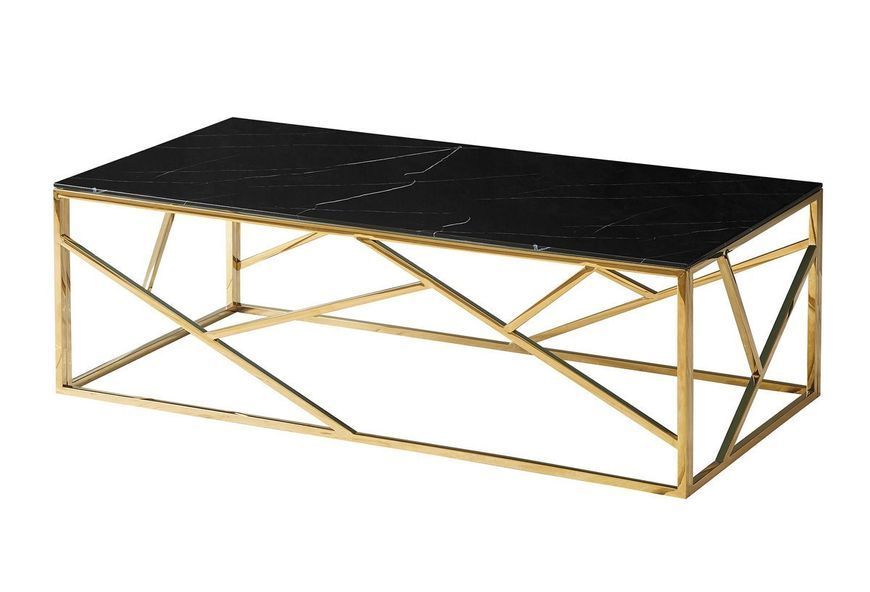 Журнальный столик Escada A II 120x60x40 см Черный Эффект Мрамора / Золото SIGNAL 8298 фото