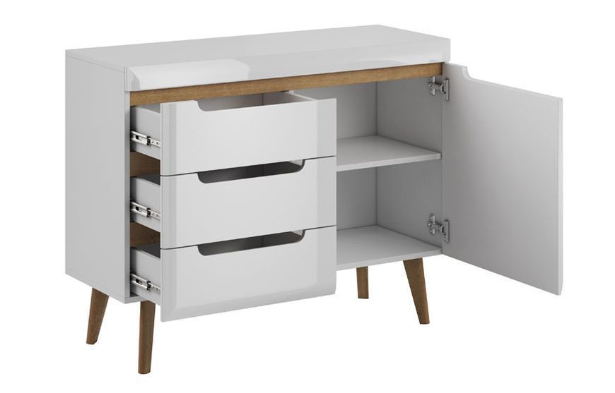 Комод NKSZ107 NORDI 107x40x83 см, білий, світле дерево фото