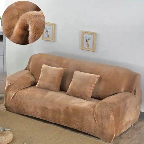 Защитный чехол на двухместный диван Diana Textile Plush Velvet al2045-2-seater-145-185-brown фото