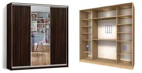 Шафа-купе трьодверна ДСП/Дзеркало/ДСП Стандарт 4, LuxeStudio, З шухлядами, 220x45x200 см фото