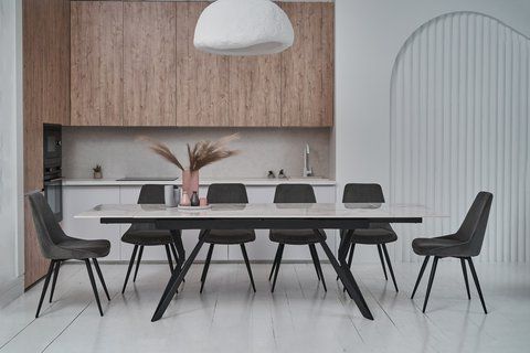 Керамический стол Тео TML-895 бьянко карарра + черный Vetro Mebel 180x90x76 см Vetro-TML-895-teo-bianko-kararra/black фото