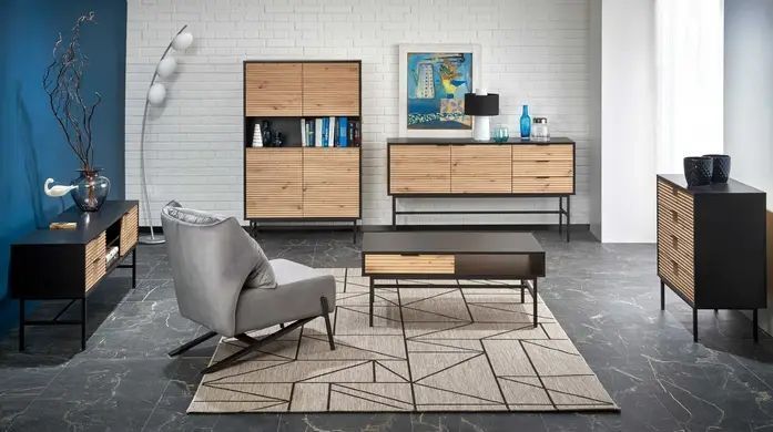Комод MURANO KM-3 Дуб Артизан/Черный HALMAR 7023 фото
