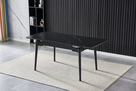 Стіл BONN CERAMIC 130(180)x80x76 см, Чорний мат/чорний каркас INTARSIO-BONNBK фото