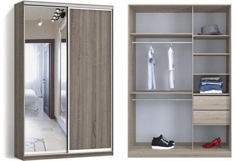 Шафа-купе дводверна ДСП/Дзеркало Класік 4, LuxeStudio a_m_l6072020-77-8 фото