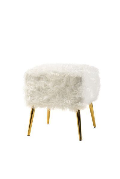 Пуф "Альпака" белый + золото Vetro-alpaka-white/gold-pouf фото