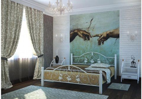 Ліжко Жозефіна на дерев'яних ногах, Метал-дизайн фото