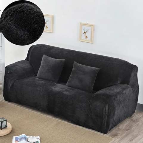 Защитный чехол на двухместный диван Diana Textile Plush Velvet al2045-2-seater-145-185-black фото