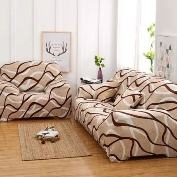 Эластичный чехол на трехместный диван Diana Textile, Бежевая волна фото