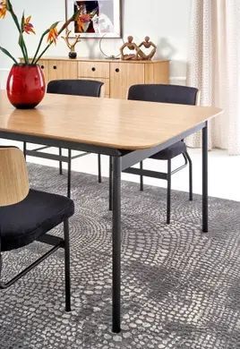 Стол обеденный SMART Дуб/Черный 170(250)x100 см HALMAR 7039 фото