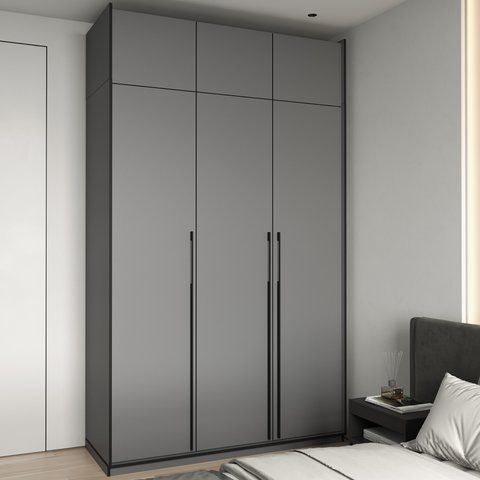 Шафа розпашна на 3 дверки штангою та полицями R-0016 від Moreli 148.4x57x250 см, Антрацит, З антресоллю, Без шухляд R-0016-23-antracyt фото