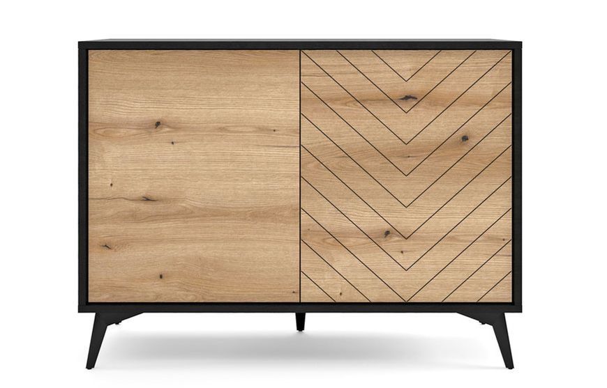 Комод K104 DIAMOND PIASKI 104x39x77 см, черный, светлое дерево фото
