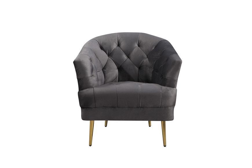 Крісло "Лучія" сірий + золото, 71x85x80 см Vetro-Lucia-grey-velvet-armchair фото