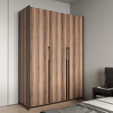 Шафа розпашна на 3 дверки штангою та полицями R-0016 від Moreli 148.4x57x210 см, Дуб кверкус, Без антресолі, Без шухляд R-0016-kverkus фото