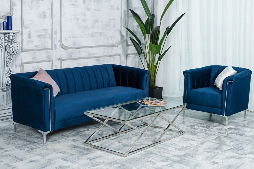 Кресло "Джованни" индиго + серебро Vetro-Giovanni-indigo-velvet-armchair фото