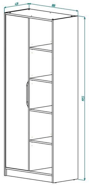 NORD A/L шафа 1Д Intarsio 80x42x195 см, Білий діамант/дуб експресив бронзовий INTARSIO-NORD_AL фото
