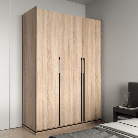 Шафа розпашна на 3 дверки штангою та полицями R-0016 від Moreli 148.4x57x210 см, Дуб сонома, Без антресолі, Без шухляд R-0016-sonoma фото