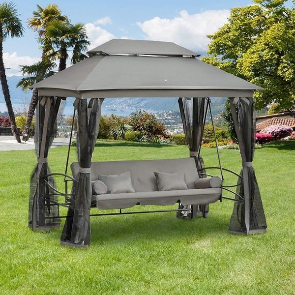 Качеля садова з москитною сіткою Bonro JD3060 сіра (80000025) 170x252x245 см borno80000025 фото
