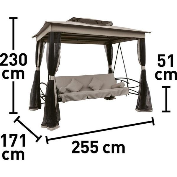 Качеля садова з москитною сіткою Bonro JD3060 сіра (80000025) 170x252x245 см borno80000025 фото
