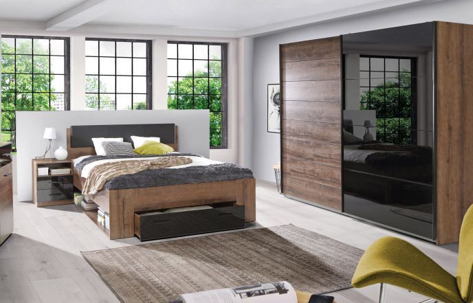 Шафа гардеробна JWS928E4 JAWA FORTE 220x61x210 см, чорний, темне дерево фото