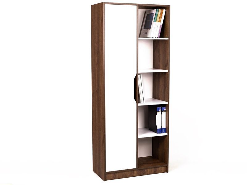 NORD A/L шафа 1Д Intarsio 80x42x195 см, Білий діамант/дуб експресив бронзовий INTARSIO-NORD_AL фото