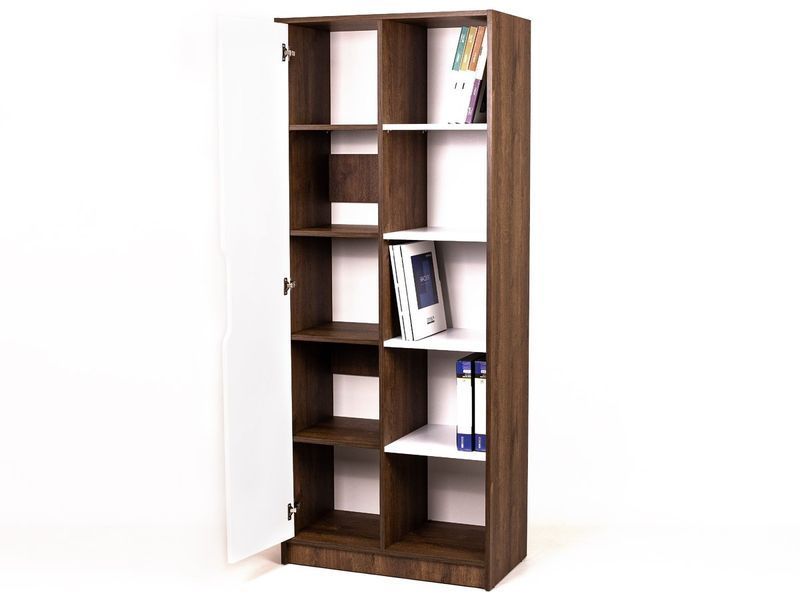 NORD A/L шафа 1Д Intarsio 80x42x195 см, Білий діамант/дуб експресив бронзовий INTARSIO-NORD_AL фото