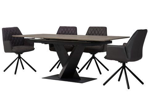Стіл МДФ TML-680 попільний дуб + чорний Vetro-TML-680-ash-oak фото