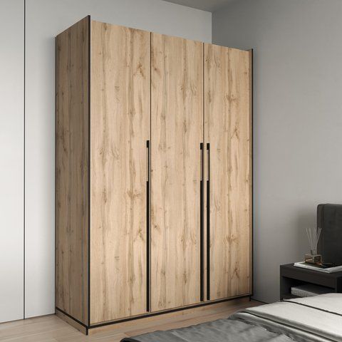 Шафа розпашна на 3 дверки штангою та полицями R-0016 від Moreli 148.4x57x210 см, Аппалачі, Без антресолі, Без шухляд R-0016-appalachi фото