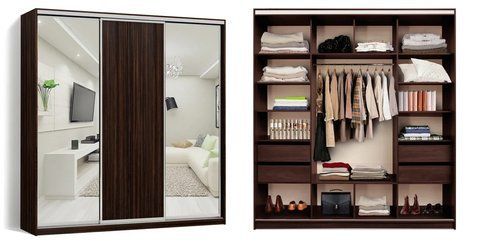 Шафа-купе трьодверна Дзеркало/ДСП/Дзеркало Стандарт 1, LuxeStudio, Без шухляд, 210x45x200 см фото