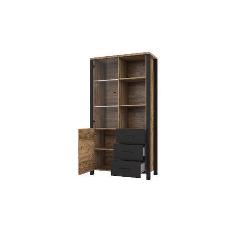 Тумба 2 дверцята 3 шухляди OLIN Helvetia 101x43x191 см, Накладка фіхтовий/чорний фото