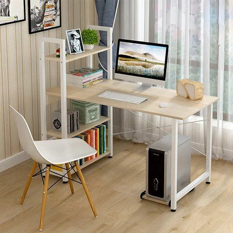 Компьютерный стол LORAN в стиле Loft белый 120x60x121 см, Белый + Бежевый фото