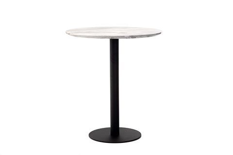 Стіл барний BT-01 білий мармур + чорний ⌀ 80 см Vetro-BT-01-white-marble/ black фото