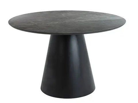 Стол ANGEL ⌀ 120 см Серый Мрамор / Черный Мат SIGNAL 7297 фото