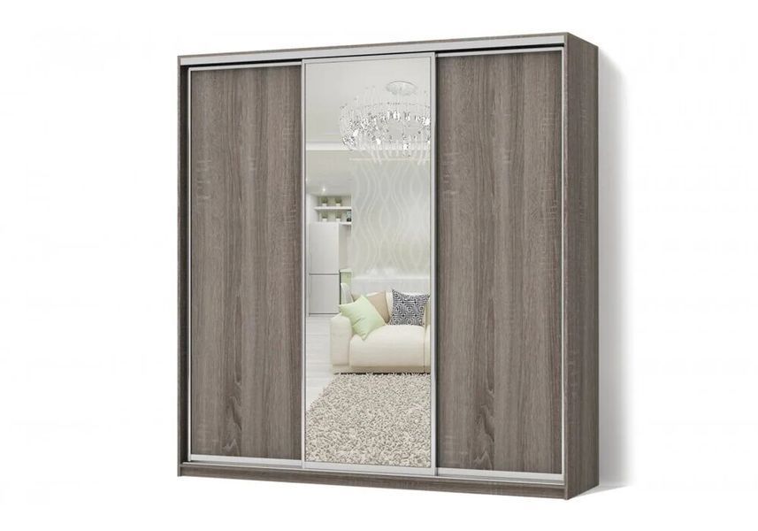 Шкаф-купе трехдверный ДСП/Зеркало/ДСП Классик 4, LuxeStudio, С ящиками, 230x45x200 см фото