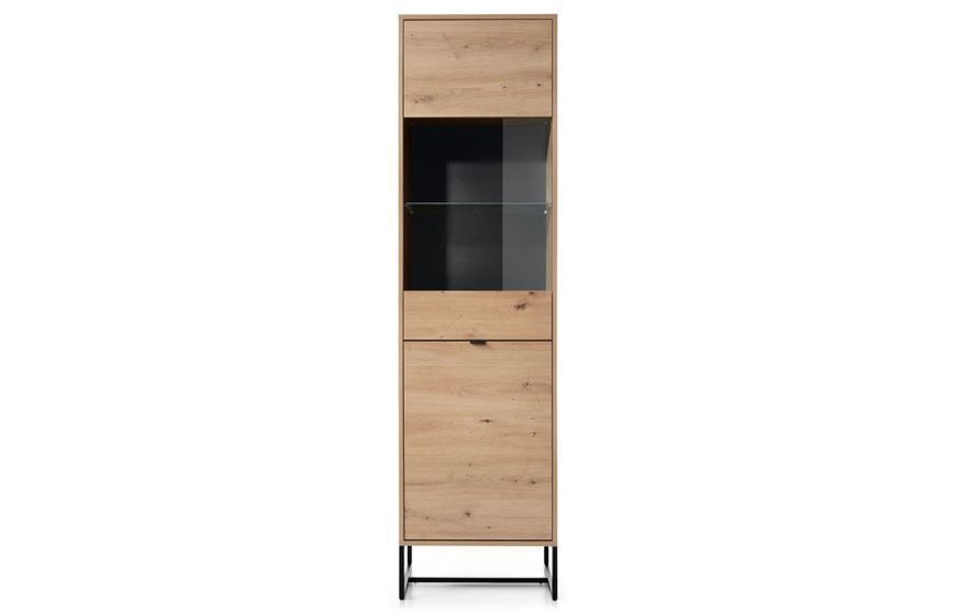 Витрина без подсветки AWT53 AMBER PIASKI 53x39x197 см, черный, светлое дерево Piaski_72732*001 фото