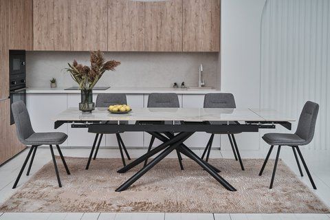Керамический стол TML-819 вайт клауд + чорний Vetro-TML-819-white-cloud фото
