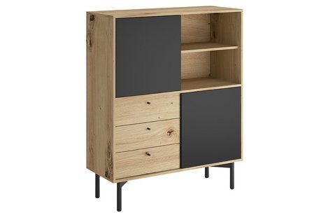 Стеллаж FR102 FLOW PIASKI 102x41x126 см, черный, светлое дерево фото