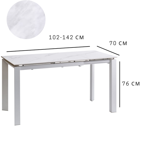 Керамический стол Bright раскладной 102-142 см DT505CR-WHITE MARBLE фото