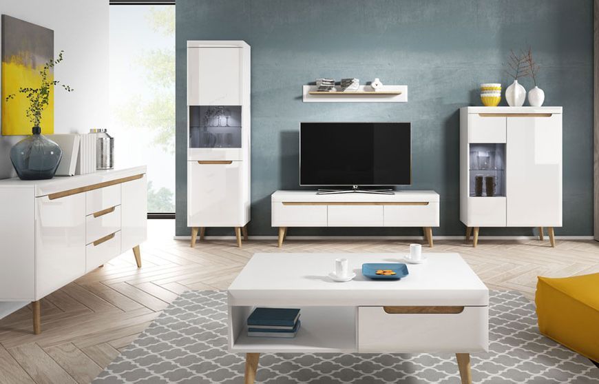 Витрина без подсветки NWT53 NORDI 53x40x197 см, белый, светлое дерево Piaski_72789*003 фото