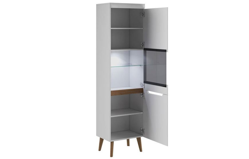 Витрина без подсветки NWT53 NORDI 53x40x197 см, белый, светлое дерево Piaski_72789*003 фото