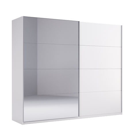 Шафа купе MiroMark Фемелі, Глянець білий, дзеркало, 250x61.5x211.5 см фото