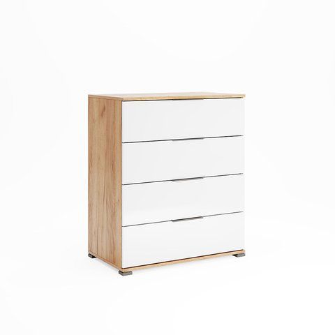 Комод Асти (4 ящика) MiroMark 80x46.2x95 см, Дуб Крафт &mdash; Глянец Белый фото