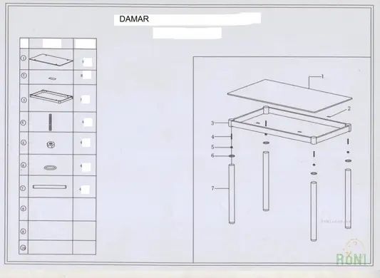 Стіл обідній SIGNAL Damar 100x60 см, Чорний 1020 фото