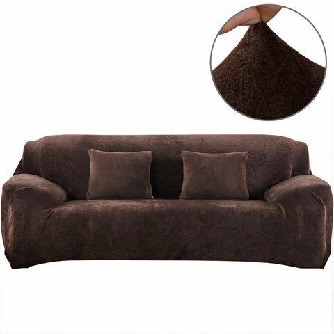 Защитный чехол на трехместный диван Diana Textile Plush Velvet al2045-3-seater-190-230-coffee фото