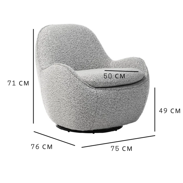 Поворотне крісло Vetro Mebel Каллісто, 75x76x71 см Vetro-Callisto-gray- ripples-swivel-chair фото