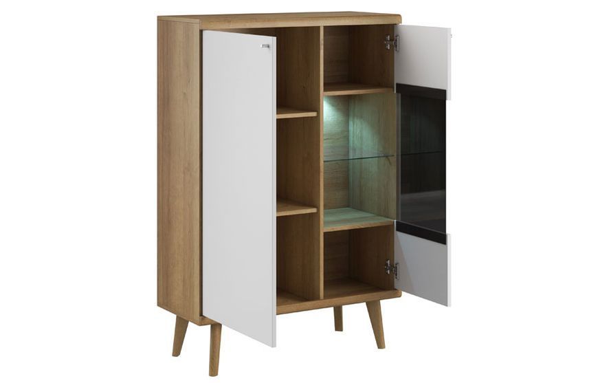 Витрина без подсветки PWT90 PRIMO PIASKI 90x40x134 см, белый, светлое дерево Piaski_72803*001 фото