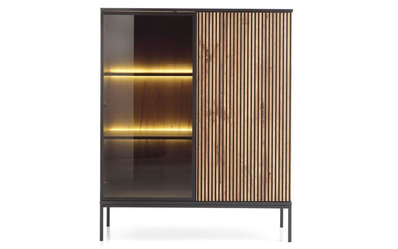 Витрина WT104 SENTO PIASKI 104x39x126 см, черный, светлое дерево Piaski_75514*001 фото