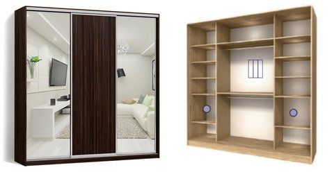Шафа-купе трьодверна Дзеркало/ДСП/Дзеркало Стандарт 4, LuxeStudio a_m_l6072020-207 фото