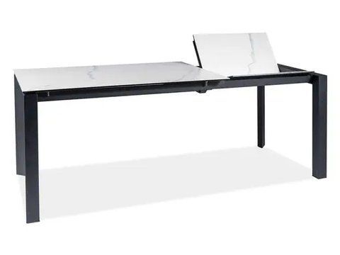 Стіл METROPOL CERAMIC Білий Мармур / Чорний Мат 120(180)x80 см SIGNAL 7312 фото