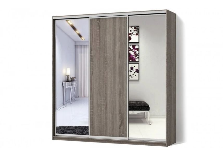 Шафа-купе трьодверна Дзеркало/ДСП/Дзеркало Стандарт 4, LuxeStudio a_m_l6072020-207-21 фото