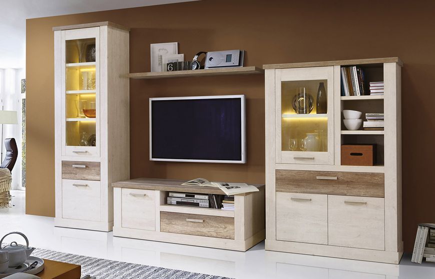 Вітрина висока L DURV812 DURO FORTE 71x42x212 см, світле дерево, темне дерево фото